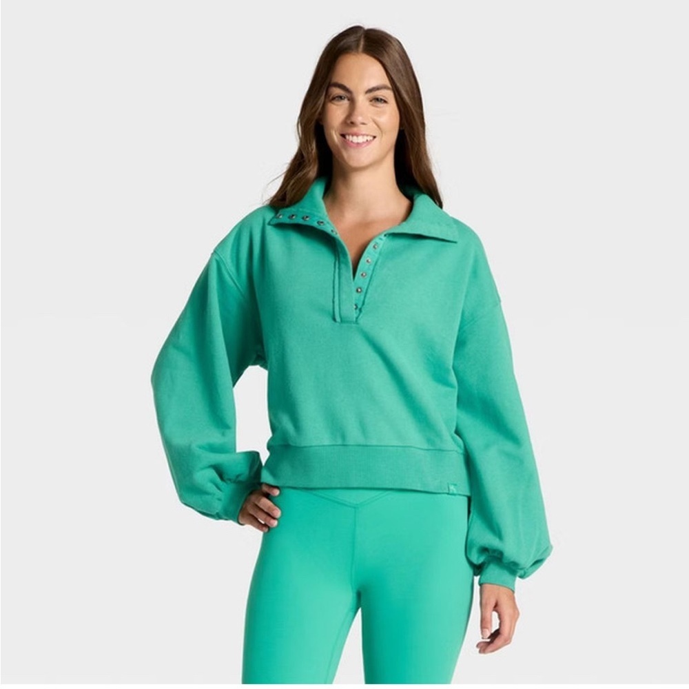 JoyLab Women’s Henley Cropped Fit Sweatshirt XXL